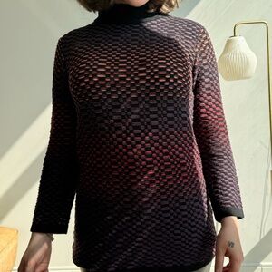 M by Missoni Black and Red Textured Knit Sweater